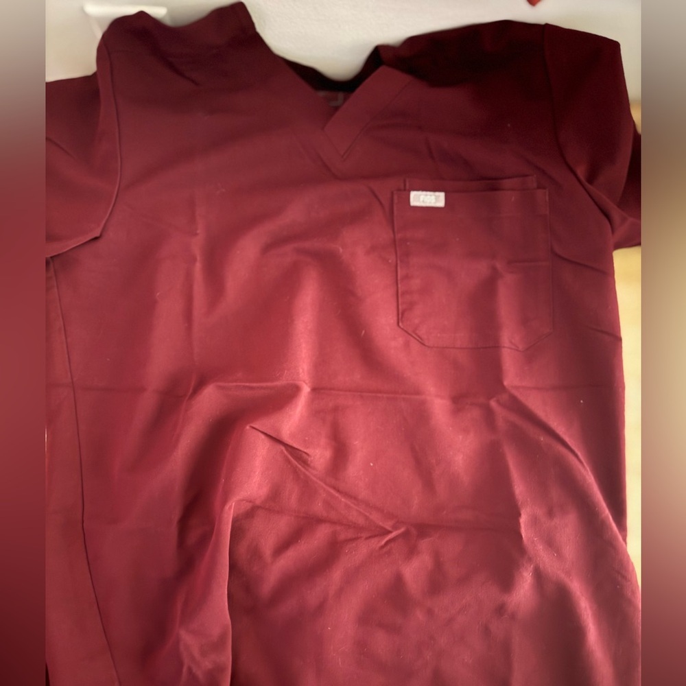 Figs Small Maroon Top and Bottom